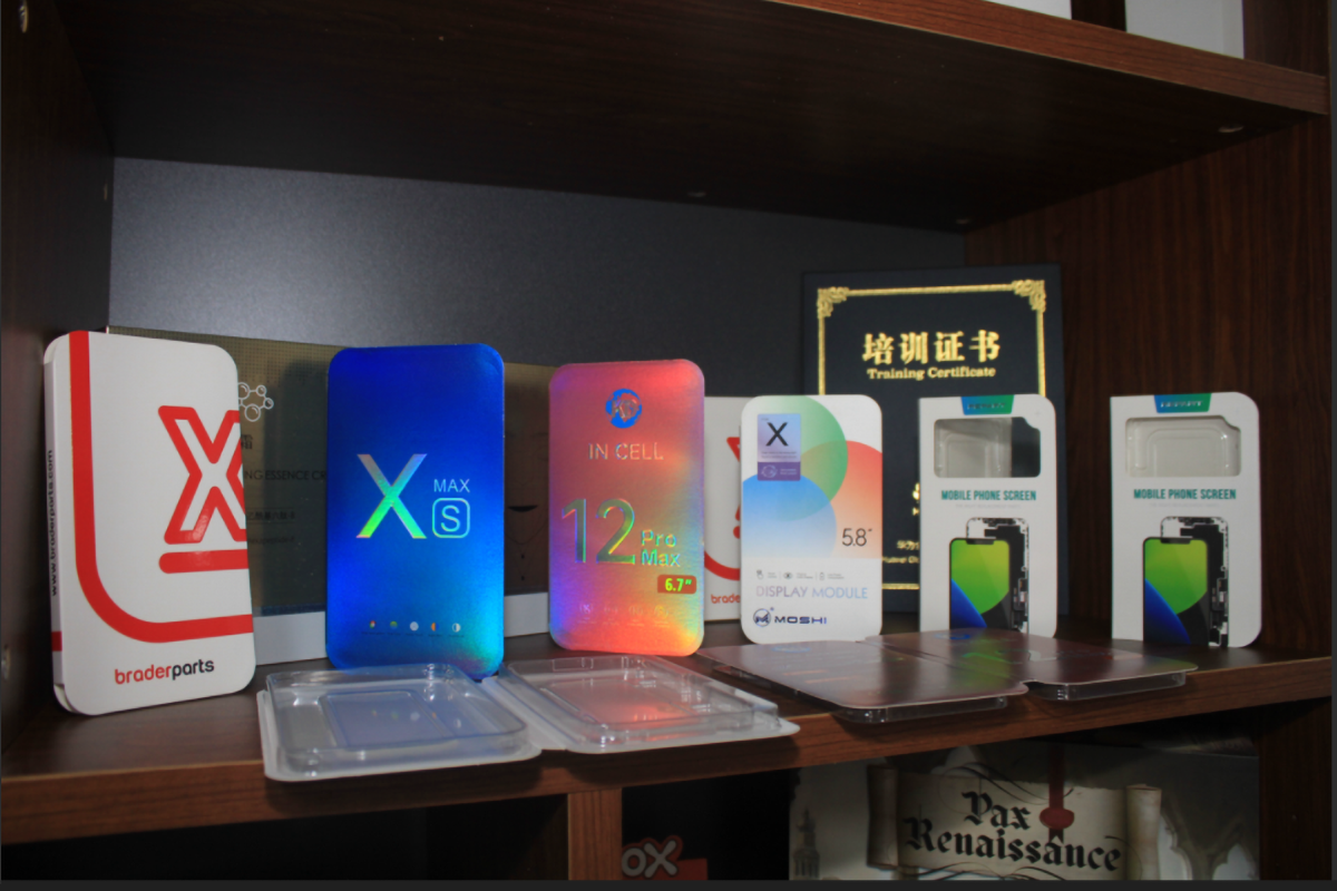 Sample and final custom paper packaging displayed together