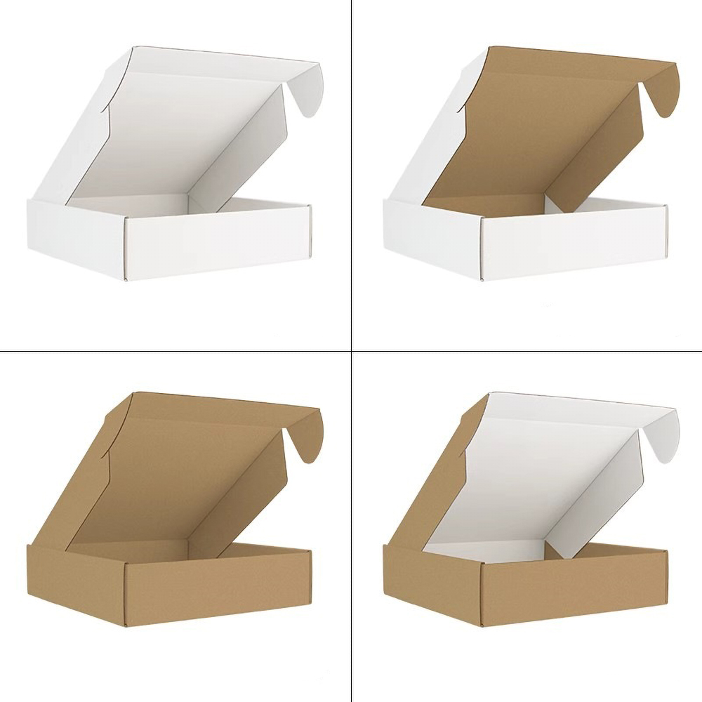 Unprinted kraft mailer box for e-commerce product shipping and delivery